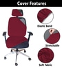 Maroon Office Polyester Blend Solid 17x16 Inches Chair Covers  (1 piece)