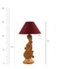 Maroon Poly Cotton Shade Table Lamp with Orange Base