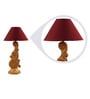 Maroon Poly Cotton Shade Table Lamp with Orange Base