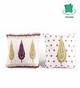 Maroon Polycotton Floral 24x24 inches Cushion Covers (Pack of 2)