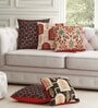 Maroon Traditional Poly Cotton 12 x 12 Inches Cushion Covers (Set of 5)
