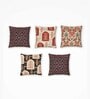 Maroon Traditional Poly Cotton 12 x 12 Inches Cushion Covers (Set of 5)