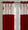 Maroon Traditional Polyester 5 Ft Semisheer Eyelet Window Curtains (Set of 2)