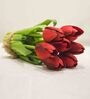 Maroon Polyester Decorative Tulip Bunch Artificial Flowers