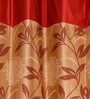 Maroon Polyester Floral 7 Ft Light Filtering Eyelet (Set of 2) Curtains