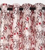 Maroon Polyester Floral Light Filtering Eyelet 5 Feet Window Curtains (2 Pc)