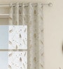 Maroon Floral Polyester 7 Ft Sheer Eyelet Door Curtain