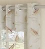 Maroon Floral Polyester 7 Ft Sheer Eyelet Door Curtain