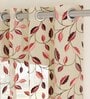 Maroon Floral Polyester 7 Ft Sheer Eyelet Door Curtain