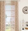 Maroon Floral Polyester 7 Ft Sheer Eyelet Door Curtain