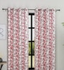 Maroon Polyester Floral Light Filtering Eyelet 9 Feet Door Curtains (2 Pc)