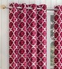 Maroon Abstract Polyester 9 Ft Semisheer Eyelet Door Curtains (Set of 2)