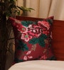 Maroon Floral Fabric 16 x 16 Inch Cushion Cover