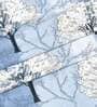 Blue Floral Polyester 7 Ft Semisheer Eyelet Door Curtains (Set of 2)