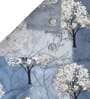 Blue Floral Polyester 7 Ft Semisheer Eyelet Door Curtains (Set of 2)
