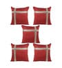 Maroon Polyester Geometric 40x40 inches Cushion Covers Set of 5