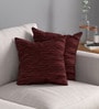 Maroon Textured Polyester 16 x 16 Inches Cushion Covers (Set of 2)