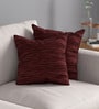Maroon Textured Polyester 32 x 32 Inches Cushion Covers (Set of 2)