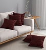 Maroon Textured Polyester 32 x 32 Inches Cushion Covers (Set of 5)