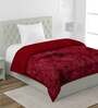 Maroon Polyester Solid 350 GSM Single Bed Quilt