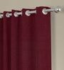 Maroon Polyester Solid 5 Ft  Semisheer Eyelet 2 Window Curtains
