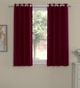 Maroon Polyester Solid 5 Ft  Semisheer Eyelet 2 Window Curtains