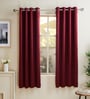 Maroon Polyester Solid 5ft Blackout Eyelet Window Curtain (2 Pc)