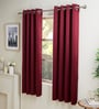 Maroon Polyester Solid 5ft Blackout Eyelet Window Curtain (2 Pc)