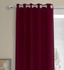 Maroon Polyester Solid 7 Ft Semisheer Eyelet 2 Door Curtains