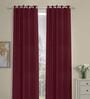 Maroon Polyester Solid 7 Ft Semisheer Eyelet 2 Door Curtains