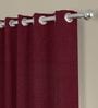 Maroon Polyester Solid 7 Ft Semisheer Eyelet 2 Door Curtains