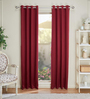 Maroon Polyester Solid 9ft Blackout Eyelet Door Curtain (2 Pc)