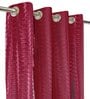 Maroon Polyester Striped 9ft Sheer Eyelet Door Curtain