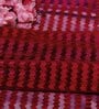 Maroon Polyester Striped 9ft Sheer Eyelet Door Curtain