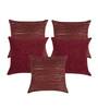 Maroon Textured Polyester 16 x 16 Inches Cushion Covers (Set of 5)