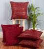 Maroon Textured Polyester 16 x 16 Inches Cushion Covers (Set of 5)
