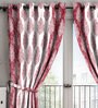 Maroon Traditional Polyester 5 Ft Semisheer Eyelet Window Curtains (Set of 2)