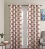 Maroon Polyester Traditional Light Filtering Eyelet 9 Feet Door Curtains (2 Pc)