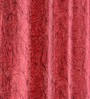 Maroon Poleyster Camrin Leaves 9 Feet Semi Transperency Ring Top Long Door Curtains 2Pcs