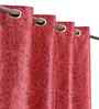 Maroon Poleyster Camrin Leaves 9 Feet Semi Transperency Ring Top Long Door Curtains 2Pcs