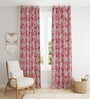 Maroon Poleyster Camrin Leaves 9 Feet Semi Transperency Ring Top Long Door Curtains 2Pcs