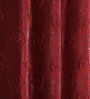 Maroon Poleyster Floral 7 Feet Semi Transperency Ring Top Door Curtains 2Pcs