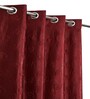 Maroon Poleyster Floral 9 Feet Semi Transperency Ring Top Long Door Curtains 2Pcs