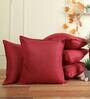 Maroon Solid Jute 16 x 16 Inches Cushion Covers (Set of 5)