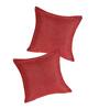 Maroon Solid Jute 18 x 18 Inches Cushion Covers (Set of 2)