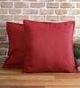 Maroon Solid Jute 24 x 24 Inches Cushion Covers (Set of 2)