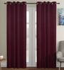 Maroon Satin Solid 7FT Light Filtering Eyelet Door Curtains (Pack of 2)