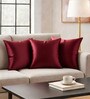 Maroon Satin Solid 40x40 inches Cushion Covers Set of 3