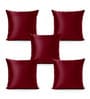 Maroon Satin Solid 40x40 inches Cushion Covers Set of 5