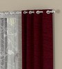 Maroon Semisheer Polyester 5 Feet Eyelet Set of 4 Curtains